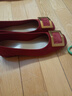 百思圖【絲絨玫瑰】25秋新款方扣紅色單鞋瓢鞋粗跟淺口女平底婚鞋 紅色（2.5cm絨面款） 39 曬單實(shí)拍圖
