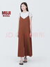 無(wú)印良品（MUJI） 女式 易干彈力泡泡紗 背帶褲 女裝夏季連體褲吊帶BC2JRA4S 磚紅色 L （165/88A） 曬單實(shí)拍圖