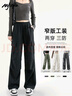 MJ STYLE工裝直筒長(zhǎng)褲女2025年秋季新款時(shí)尚百搭修身顯瘦高腰運(yùn)動(dòng)褲子 曬單實(shí)拍圖