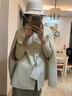 北杳女大學(xué)生雙面毛呢外套披肩斗篷含羊毛大衣秋冬高級感穿搭顯瘦小香 奶油白-早拍早發(fā)) S -105斤以內(nèi)) 曬單實拍圖