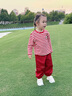 幼歌（YOUGE）嬰幼兒秋季新款純棉舒適束腳褲寬松復(fù)古百搭軟牛仔褲潮 紅色（66-90兩用襠） 90 cm 曬單實(shí)拍圖