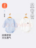 貝瑞加（Babyprints）嬰兒連體衣2件裝寶寶包屁衣純棉A類(lèi)長(cháng)袖內衣四季爬服柔軟 藍73 曬單實(shí)拍圖