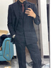 WVD羊毛套裝男套裝雙排扣商務(wù)正裝三件套新郎婚紗休閑套裝 純羊毛灰色隱紋單西上衣036 純羊 44 曬單實(shí)拍圖