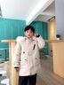 G.DUCKKIDS兒童羽絨服男童派克服中長(cháng)款小童加厚保暖外套寶寶冬裝大毛領(lǐng) 米白色 90 曬單實(shí)拍圖