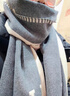 恒源祥羊絨H字母圍巾女2024年秋冬季長(cháng)款披肩外搭兩用雙面保暖圍脖 單獨圍巾 H邊紋圍巾灰色) 曬單實(shí)拍圖