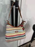 chongsukei小&ck彩虹斜挎草編包女2025新款沙灘女神節編織托特包單肩腋下包 大號彩色 曬單實(shí)拍圖