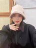 七色紡針織毛線(xiàn)帽子女冬季時(shí)尚加厚產(chǎn)后月子帽辦公室防風(fēng)大頭圍堆堆帽子 米色 曬單實(shí)拍圖