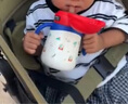 NEVS兒童保溫杯316不銹鋼嬰兒學(xué)飲吸管杯寶寶水壺直飲泡奶瓶-奈落紅 曬單實(shí)拍圖