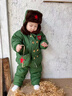 迪士尼（Disney）軍大衣兒童套裝加絨軍綠色嬰兒棉衣加厚寶寶棉服東北小孩冬季衣服 軍大衣_分體款送帽子包包 73 cm 建議15-18斤 曬單實拍圖