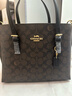 蔻馳（COACH）【品牌直供】女士MOLLIE中號手提單肩斜挎托特包深棕色CV965 曬單實(shí)拍圖