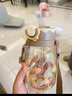 英氏（YEEHOO）兒童水杯PPSU吸管杯幼兒園1歲+背帶水杯大容量夏天牛奶杯500ml 曬單實(shí)拍圖