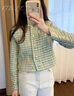 她芙（tafu）品牌女裝小香風(fēng)外套女2025春秋新款法式復古羊毛粗花呢小個(gè)子上衣 綠茵金沙 M （105-115斤） 曬單實(shí)拍圖