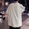 喵小沐高級感帥氣假兩件衛衣男士套裝春秋休閑三件套穿搭潮流一整套搭配 杏色衛衣+藍色褲子 XL  建議120-140斤 曬單實(shí)拍圖