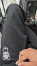 HIPANDA休閑褲男秋季束腳設計感印花高腰直筒休閑寬松潮牌衛褲黑色2XL 曬單實(shí)拍圖