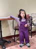 mlgt kids童裝女童秋季背帶褲套裝2025新款兒童條紋兩件套春秋款衣服 紫色 正碼 勿拍大 120 曬單實(shí)拍圖