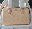 蔻馳（COACH）【品牌直供】女士ROWAN經(jīng)典老花手提斜挎波士頓包奶茶拼棕色CY679 曬單實(shí)拍圖