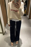 UR2025秋季新款女裝休閑撞色條紋拼接系帶牛仔長(cháng)褲UYL850179 藍色 27 曬單實(shí)拍圖