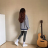 莫代爾羊羔絨打底褲女士秋冬季高腰緊身彈力加絨保暖大碼外穿棉褲長(cháng)褲子 淺灰色【春秋無(wú)絨款】 1條 L 適合100-120斤 曬單實(shí)拍圖