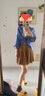 Olrain歐芮兒格子襯衫秋季女裝寬松通勤慵懶風MIU系襯衣上衣衣服 藍色格子 S 曬單實拍圖