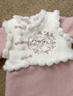 幼歌（YOUGE）嬰幼兒兔子刺繡假兩件可愛(ài)保暖舒適新中式夾棉連衣裙潮 粉色 100 cm 曬單實(shí)拍圖