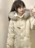 DAVEY MODE棉服女2025年新款過(guò)膝中長(cháng)款羽絨棉服韓版大毛領(lǐng)加厚冬裝學(xué)院風(fēng) 小白杏 /面料升級/升級加厚 M 建議103-115斤 曬單實(shí)拍圖