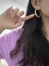 TFY啞光磨砂復古金色大圈圈圓圈耳環(huán)女2025年新款925純銀針素圈耳圈 啞光金色耳圈【925銀針】 曬單實(shí)拍圖