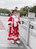 安妮優(yōu)兒（Anneyol）漢服女童冬款女孩古裝過(guò)年國風(fēng)秋冬季唐裝2025新款冬裝兒童拜年服 紅色【送包包+毛領(lǐng)】 120 曬單實(shí)拍圖