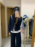 AAISUP美式復古水洗牛仔套裝女2025年春秋新款原色短款外套闊腿褲兩件套 牛仔褲 S 曬單實(shí)拍圖