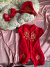 DUTRIEUX周歲禮服男寶寶女抓周衣服嬰兒夏季滿月百天生日宴連體衣唐裝 短袖套裝【狀元帽+福襪】 80 【18-20斤】周歲穿 曬單實拍圖