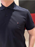 TOMMY HILFIGER【輕系列】夏季男裝撞色鑲邊翻領(lǐng)POLO/珠地棉商務(wù)修身純色短袖T恤 【修身款】深海藏青CJM M （推薦：130-140斤） 曬單實(shí)拍圖