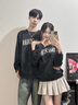 TRYFORLOVE美式字母斜肩情侶裝衛衣2025新款春秋款一字肩秋季寬松百搭外套男 黑色 常規 XL 男衛衣 曬單實(shí)拍圖