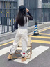 女童超好看褲子春秋款2025新款兒童女孩休閑運動(dòng)褲女大童秋裝衛褲 米白色 140 曬單實(shí)拍圖