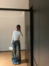 燦圖美式復古水洗牛仔褲女春秋季新款潮流小個(gè)子寬松不貼腿窄版闊腿褲 藍色 L 曬單實(shí)拍圖