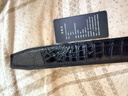 尊爵狼（ZUNJUELANG）泰國鱷魚(yú)皮不帶頭皮帶身男士平滑扣板扣真皮腰帶無(wú)頭替換帶單皮帶 3.8寬黑色打孔【鱷魚(yú)肚皮】 拍下留言長(cháng)度 曬單實(shí)拍圖