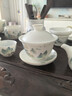 功夫茶具2025新款茶具套裝羊脂玉瓷家用辦公高檔山水畫(huà)蓋碗泡茶杯 羊脂玉-千里江山-蓋碗10件套+禮盒 曬單實(shí)拍圖