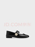 CHARLES&KEITH金屬圓扣兩穿平底瑪麗珍鞋生日禮物CK1-70920166 Black黑色 37 (235) 曬單實(shí)拍圖