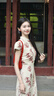 恣禾【浮夢(mèng)半生】新中式國風(fēng)繡花改良旗袍女夏季鏤空高級感連衣裙 杏色 旗袍連衣裙 M 曬單實(shí)拍圖