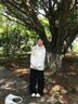 燦圖美式潮流重磅衛(wèi)衣女春秋季新款寬松連帽衫外套設(shè)計(jì)感運(yùn)動(dòng)上衣服 白灰色 L 曬單實(shí)拍圖