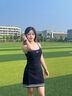 天使季節網(wǎng)球服女2025新款秋冬運動(dòng)外套針織開(kāi)衫女羽毛球服上衣女 復古藍連衣裙 S 曬單實(shí)拍圖