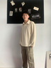 大力水手日系翻領(lǐng)套頭毛衣男士秋冬款寬松拼色休閑打底針織衫 DM01杏色L 曬單實(shí)拍圖