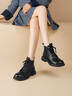 星期六百搭舒適前系帶時(shí)尚馬丁靴女2025年秋季新款厚底純色加絨甜美女靴 黑色 37 (235mm) 標準碼 曬單實(shí)拍圖