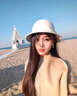 LZJV赫本風(fēng)羊毛呢漁夫帽女款法式復古秋冬禮帽盆帽千金白色帽子 白色 曬單實(shí)拍圖