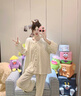 哈魯迪蕾絲圓領(lǐng)碎花睡衣女2026春季新款慵懶加厚夾棉保暖家居服套裝 米白色 XL （100-120斤） 曬單實(shí)拍圖