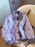 FSHE小香風(fēng)棉服外套女撞色翻領(lǐng)夾棉秋冬款時(shí)髦洋氣輕薄棉衣少女棉襖女 紫色 S 曬單實(shí)拍圖