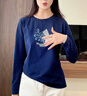 她享長(cháng)袖t恤女圓領(lǐng)珠片繡T恤上衣春秋裝休閑百搭女士打底衫T141T2719 曬單實(shí)拍圖