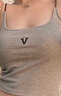 樂卡利吊帶背心女帶胸墊內(nèi)搭可外穿辣妹上衣純欲美背顯瘦無袖打底短款 灰色字母V一體胸墊吊帶 80-120斤 曬單實(shí)拍圖