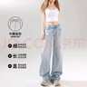 真維斯（Jeanswest）淺藍色闊腿牛仔褲女春夏季2026新款低腰顯瘦小個(gè)子寬松直筒褲 淺藍-長(cháng)褲 XS 曬單實(shí)拍圖