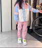 G.DUCKKIDS品牌童裝女童套裝春秋款洋氣女孩外套t恤褲子休閑三件套中大童潮 粉色三件套 120 曬單實(shí)拍圖