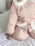 G.DUCKKIDS小黃鴨女童睡衣秋冬兒童三層加厚棉衣棉褲中小童寶寶家居服套裝 粉色小花 120 cm 曬單實(shí)拍圖