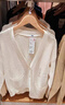 優(yōu)衣庫女裝休閑V領(lǐng)針織開(kāi)衫/毛衣毛衫外套25秋冬新款481681 01 乳白色 L 曬單實(shí)拍圖